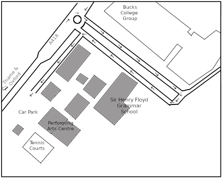 Plan of Sir Henry Floyd Grammar School showing the Performing Arts Centre